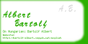 albert bartolf business card